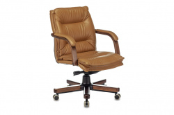 Кресло руководителя Бюрократ T-9927WALNUT Кожа горчичная