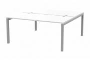 Стол BENCH на 2 рабочих места (4 громмета) Polo PE2TG168BLAL Белый/Алюминий металл