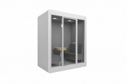 Акустическая будка LWOP four-seater (с диваном, профиль серый) Стены и потолок войлок Amsterdam 37 (серый)/пол Employ Loop 608608 Fountain (серый)/каркас пластик серый