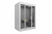 Акустическая будка LWOP Double (с диваном, профиль серый) Стены и потолок войлок Amsterdam 37 (серый)/пол Employ Loop 608608 Fountain (серый)/каркас пластик серый