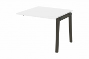 Проходной наборный элемент переговорного стола на деревянных опорах Onix wood OW.NPRG-1 Белый бриллиант/опоры дуб темный