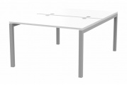 Стол BENCH на 2 рабочих места (4 громмета) Polo PE2TG128BLAL Белый/Алюминий металл