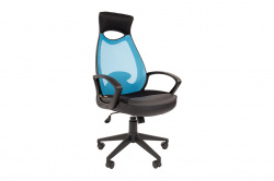 Офисное кресло Chairman 840 black Ткань TW-11/сетка TW-34 (голубая)
