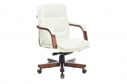 Кресло руководителя Бюрократ T-9927WALNUT Кожа ivory (слоновая кость)