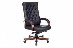 Кресло руководителя Бюрократ T-9928WALNUT Кожа (black)