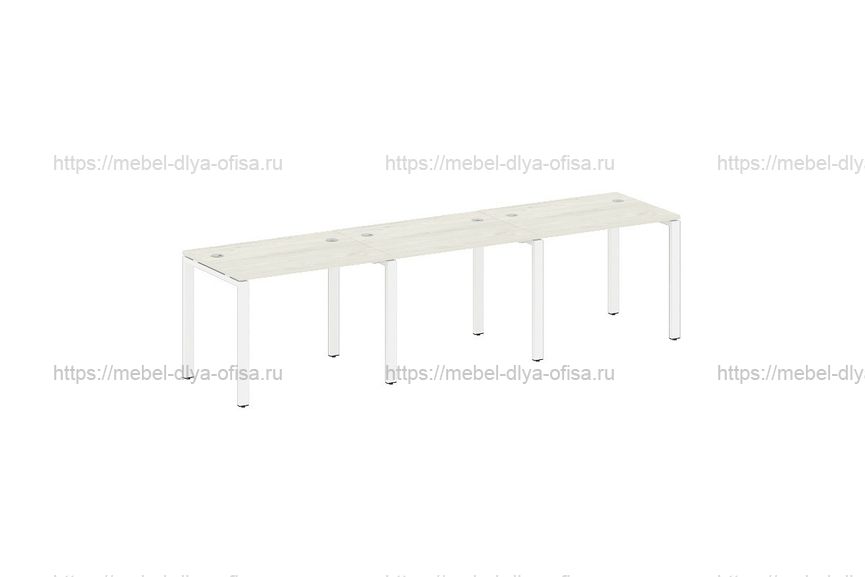 Рабочая станция на 3 раб. места Metal system style БП.СМ-3.1 Дуб Наварра/Белый металл