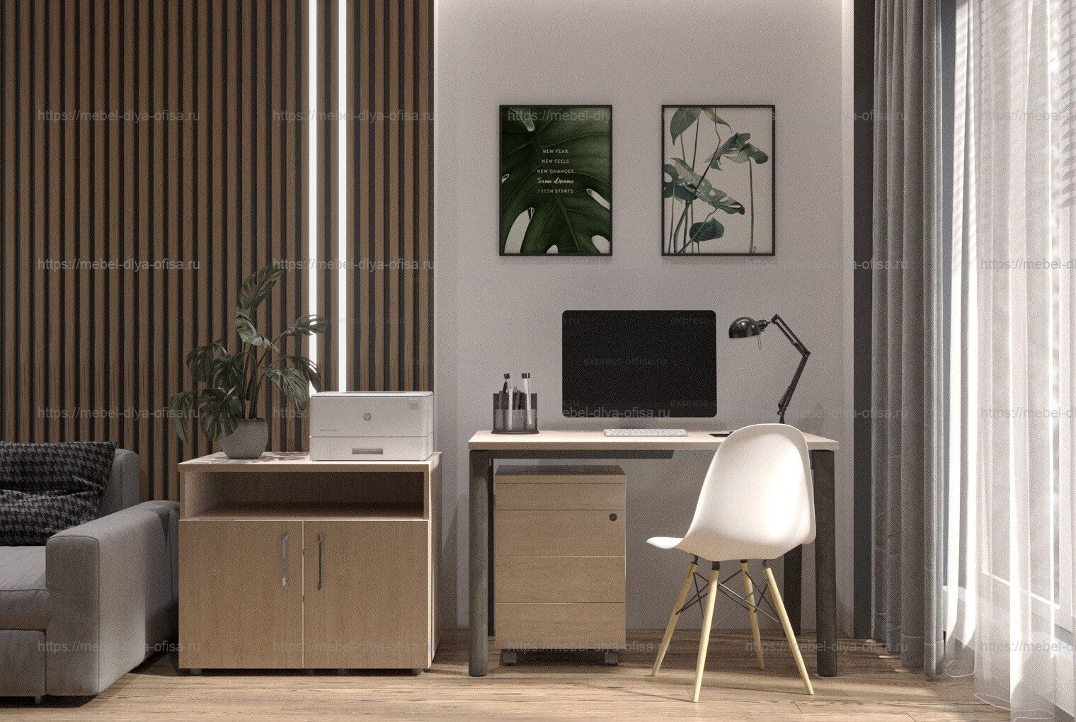 Домашний офис Onix Wood Home Денвер светлый/опоры дуб темный