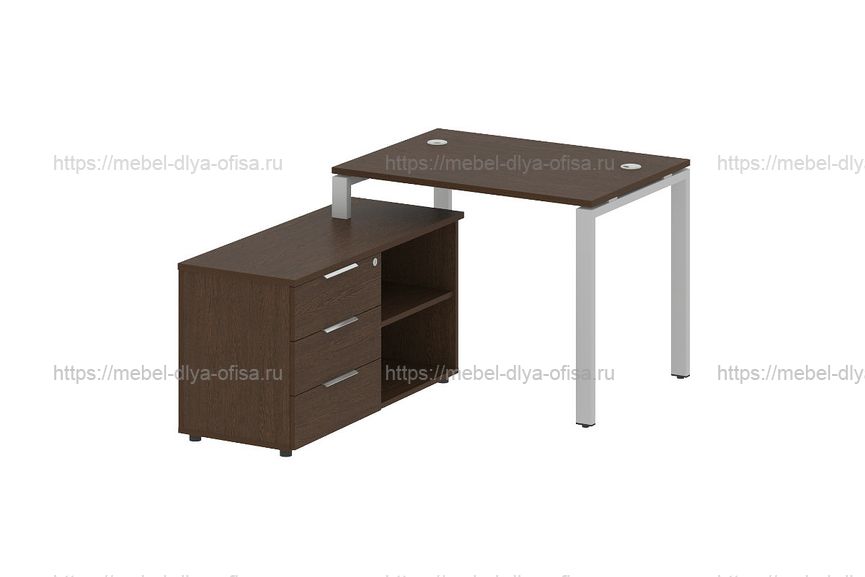 Рабочая станция с опорной тумбой левая Metal system style БП.РС-СТС-2.1 Л Венге/металл серый