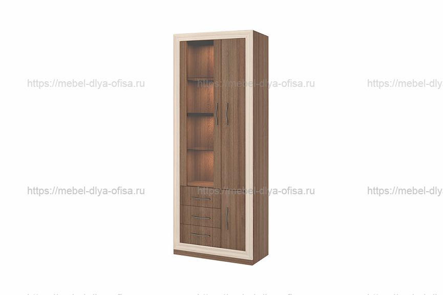 Шкаф-витрина ШВтВ-ФСД-БЯН, левый Шамони/Карамель