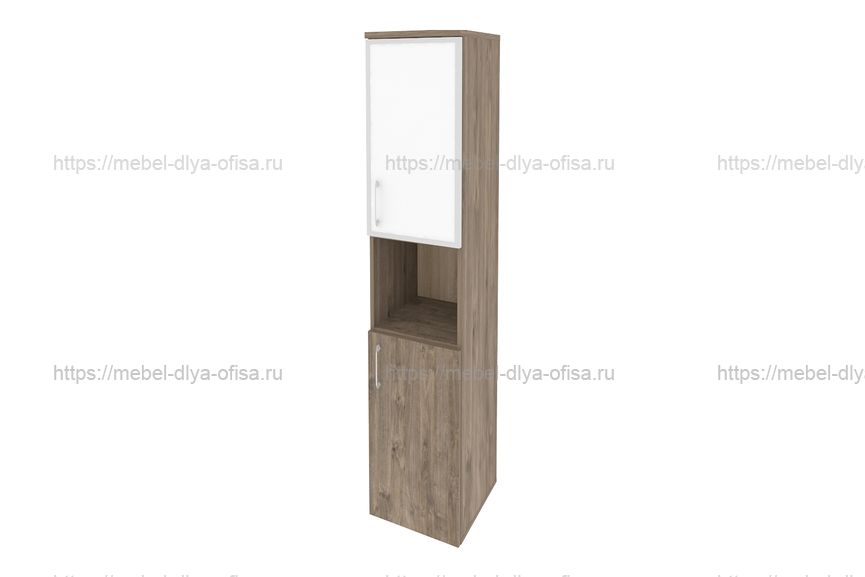 Шкаф высокий узкий правый Onix O.SU-1.4R(R) white Тиквуд темный