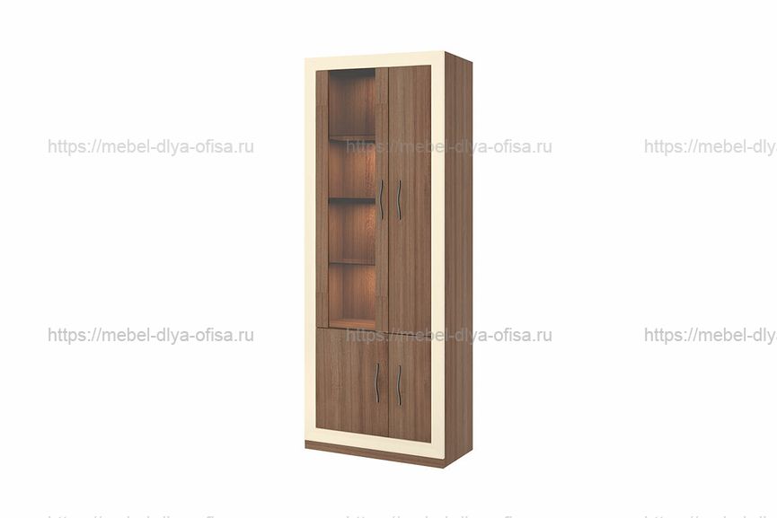 Шкаф-витрина ШВтВ-ФСД-ФГК, левый Карамель/Крем