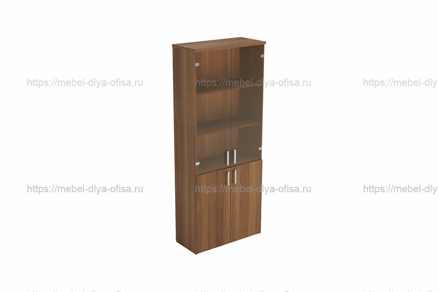 Шкаф высокий со стеклом Стиль 2Ш.005+2ФКс.010+2ФК.003 Шамони тёмный