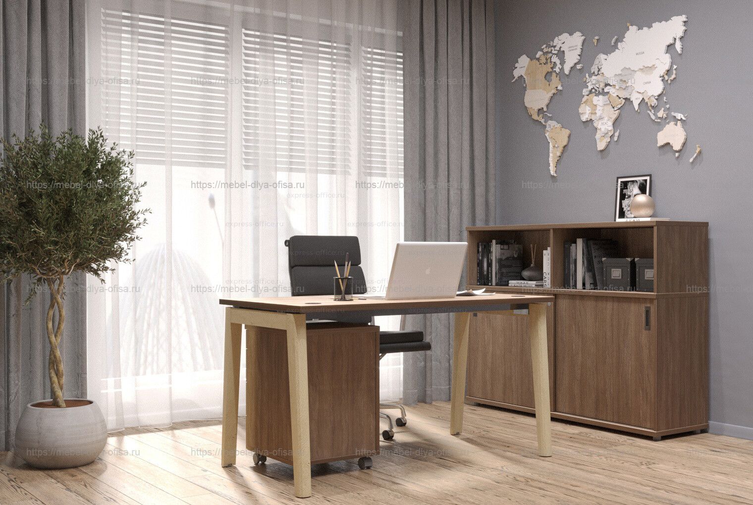 Домашний офис Onix Wood Home Дуб Аризона/опоры дуб Светлый