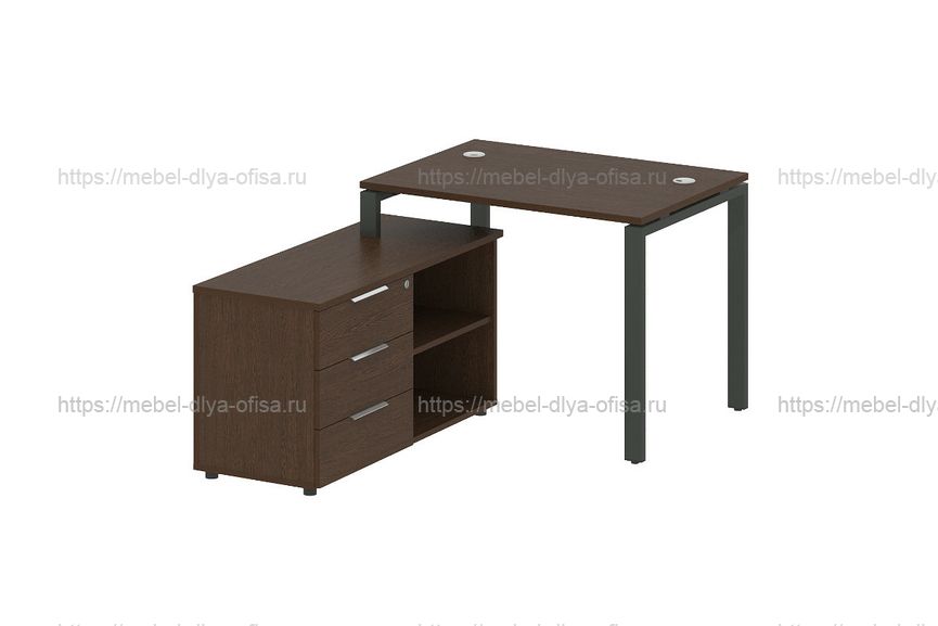 Рабочая станция с опорной тумбой левая Metal system style БП.РС-СТС-2.1 Л Венге/металл антрацит
