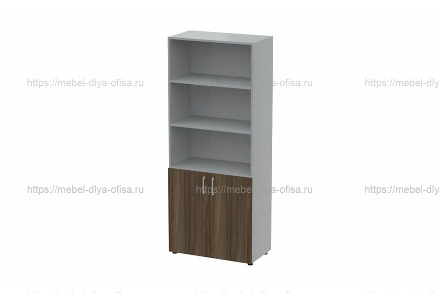 Офисный шкаф комбинированный (2 дверцы + ниши) (без топа) Polo OMHS833 Орех/Титан