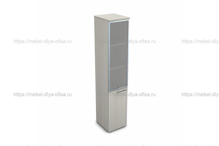 Пенал высокий со стеклом левый Gloss line 9НП.005.19 Л Ivory