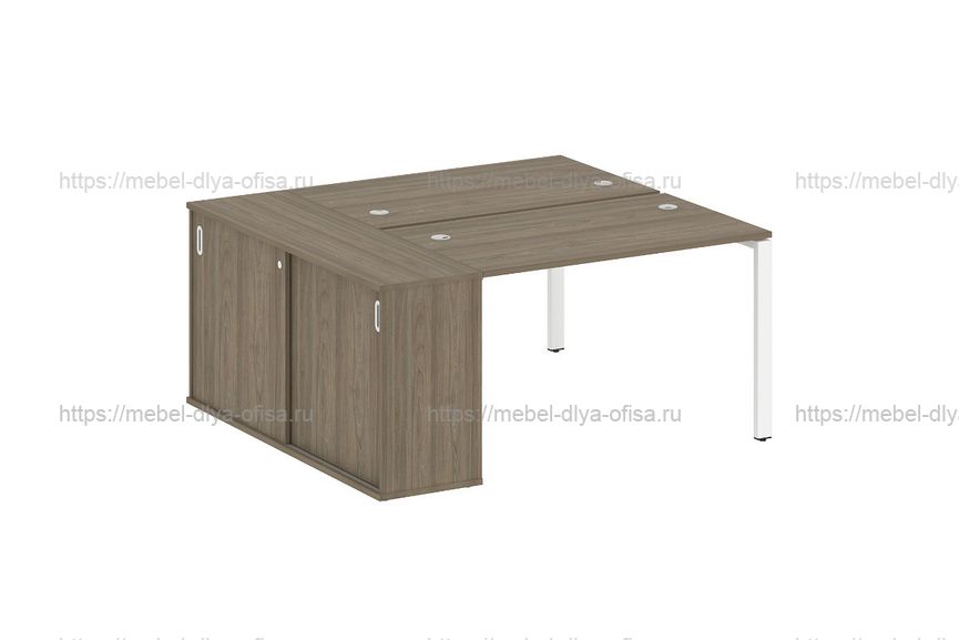 Рабочая станция с опорным шкафом-купе Metal system style БП.РС-СШК-1.2 Вяз благородный/металл белый
