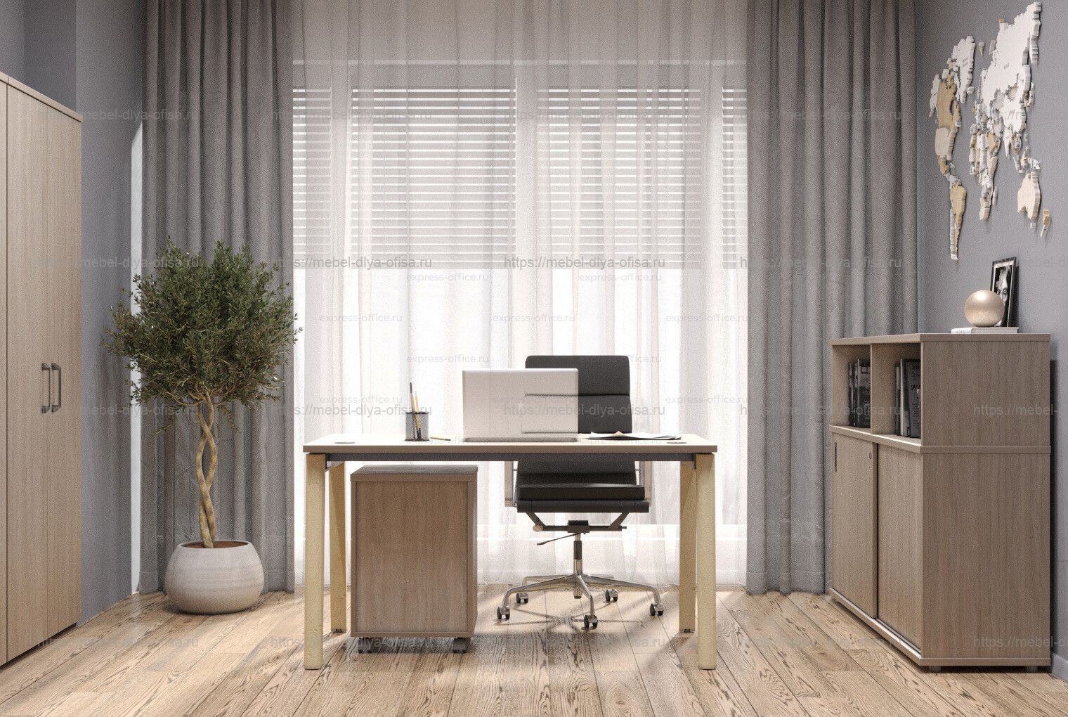 Домашний офис Onix Wood Home Дуб Аттик/опоры дуб Светлый