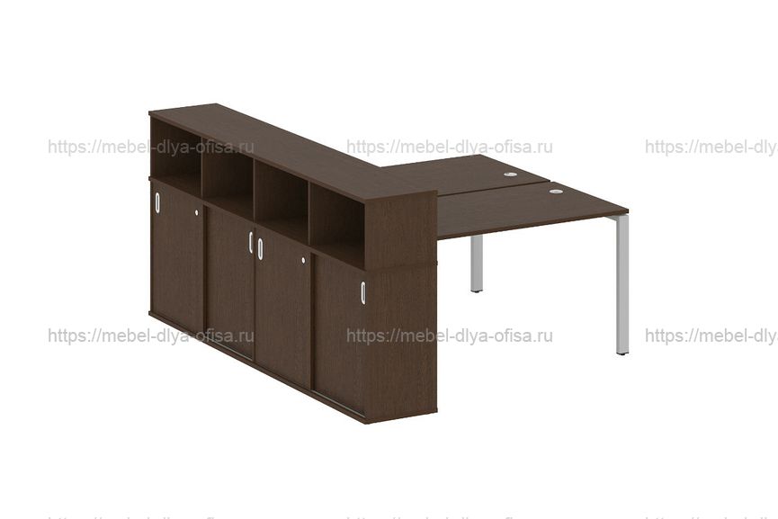 Рабочая станция с опорным шкафом-купе Metal system style БП.РС-СШК-4.3 Венге/металл серый