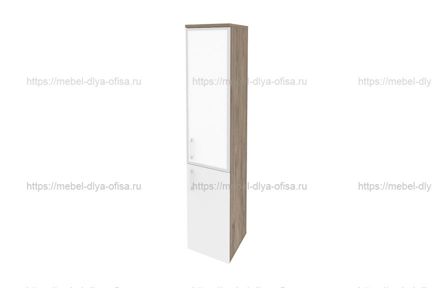 Шкаф высокий узкий левый Onix O.SU-1.2R(L) white Тиквуд темный/белый бриллиант