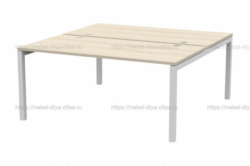 Стол BENCH на 2 рабочих места (4 громмета) Polo PE2TG168ACBL Акация Аури/Белый