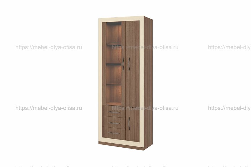 Шкаф-витрина ШВтВ-ФСД-БЯН, левый Шамони/Крем
