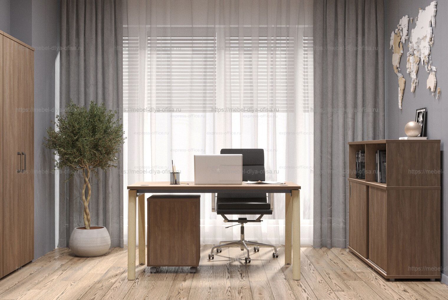 Домашний офис Onix Wood Home Дуб Аризона/опоры дуб Светлый