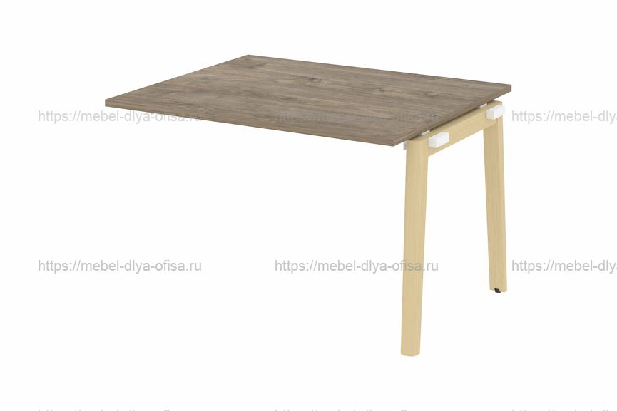 Проходной наборный элемент переговорного стола на деревянных опорах Onix wood OW.NPRG-2 Тиквуд темный/опоры дуб светлый