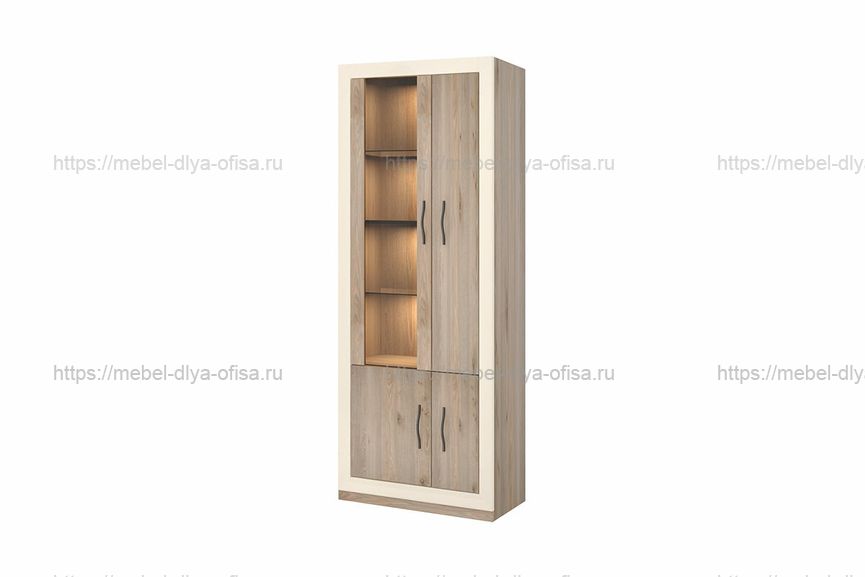 Шкаф-витрина ШВтВ-ФСД-ФГК, левый Карамель/Крем