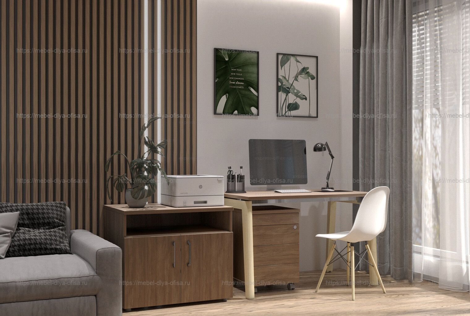 Домашний офис Onix Wood Home Дуб Аризона/опоры дуб Светлый