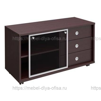 Борн Тумба выкатная 3 ящика без замка + стеклянная дверь-купе в алюминиевой раме