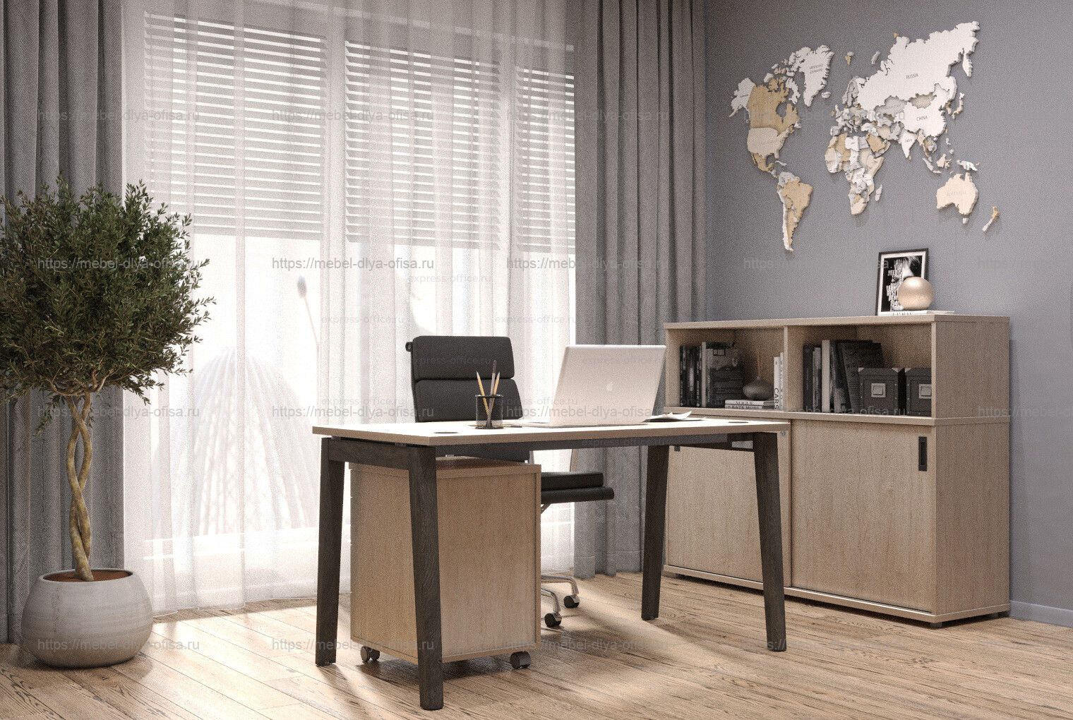 Домашний офис Onix Wood Home Денвер светлый/опоры дуб темный