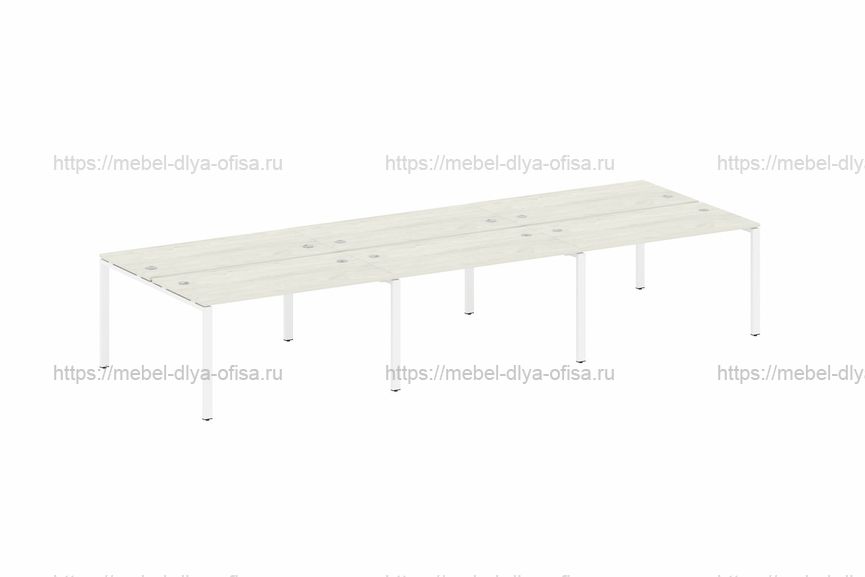 Рабочая станция на 6 раб. мест Metal system style БП.СМ-6.3 Дуб Наварра/Белый металл