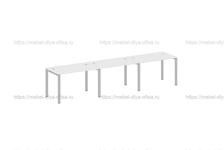 Рабочая станция на 3 раб. места Metal system style БП.СМ-3.2 Белый/металл серый