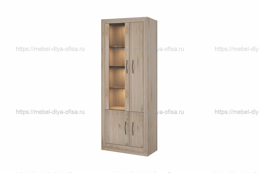 Шкаф-витрина ШВтВ-ФСД-ФГК, левый Карамель/Крем