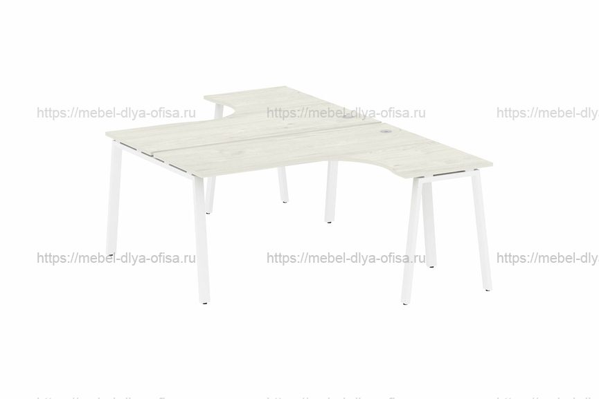 Рабочая станция криволинейная Metal system style БА.РАС-СА-2.4 Дуб Наварра/Белый металл