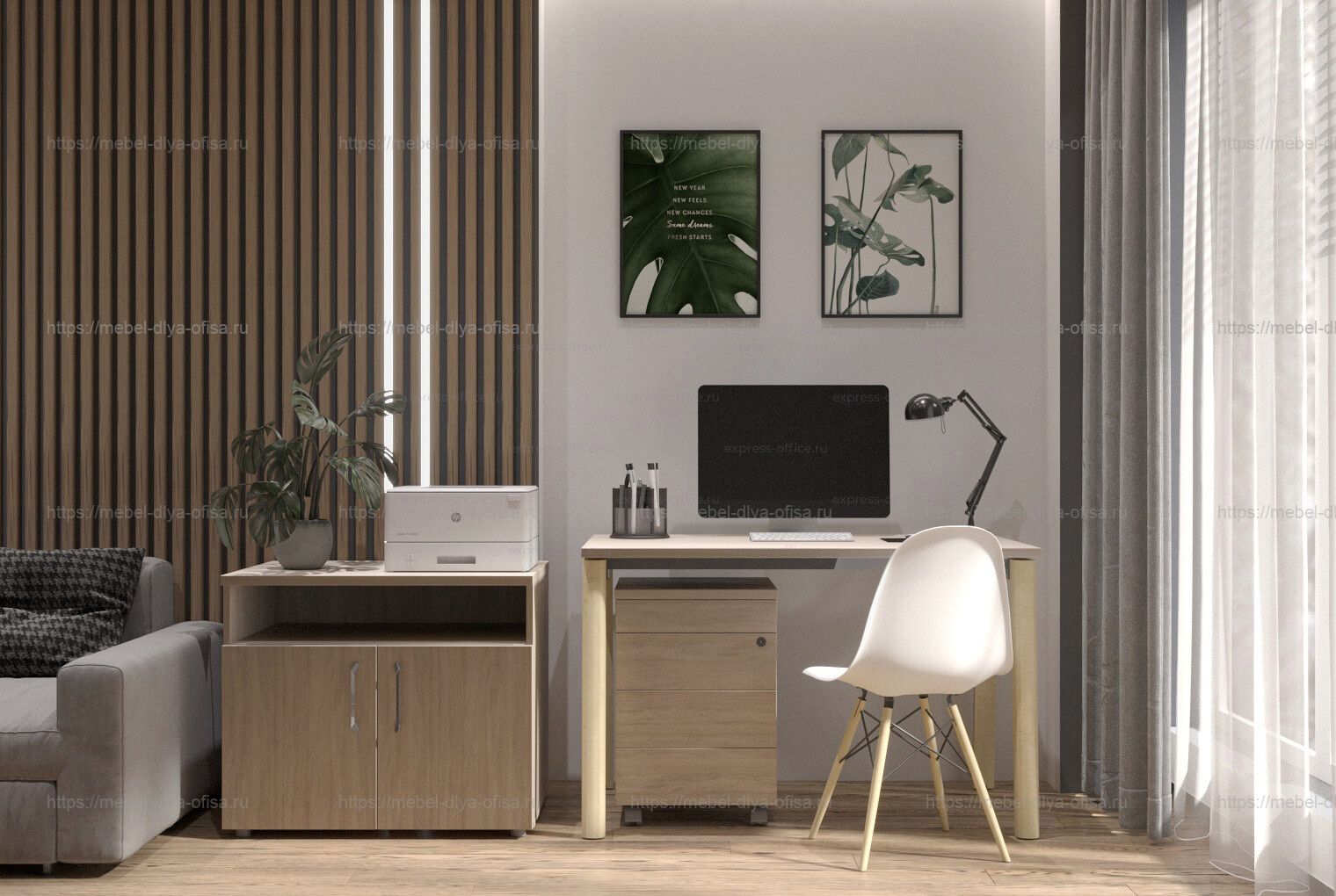 Домашний офис Onix Wood Home Дуб Аттик/опоры дуб Светлый