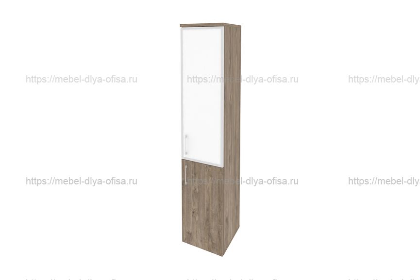 Шкаф высокий узкий левый Onix O.SU-1.2R(L) white Тиквуд темный