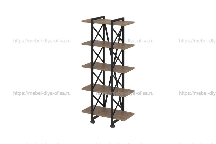 Стеллаж на колесных опорах Loft VR.L-MST.K-5.4V Дуб Аризона/Черный металл