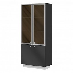 Шкаф комбинированный 90x45x205 черный  коллекции Офисные шкафы для документов