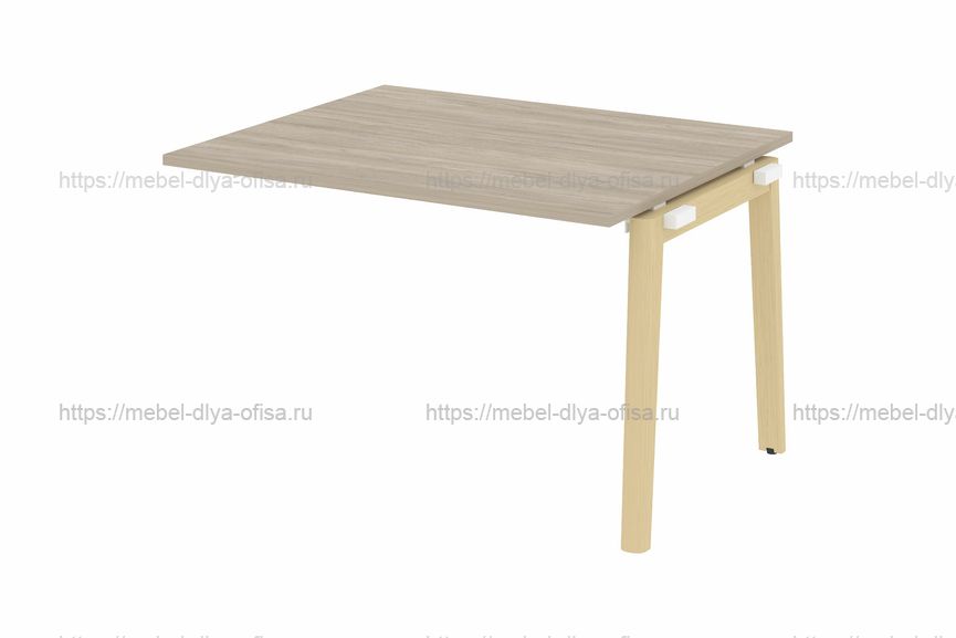 Проходной наборный элемент переговорного стола на деревянных опорах Onix wood OW.NPRG-2 Дуб Аттик/опоры дуб Светлый
