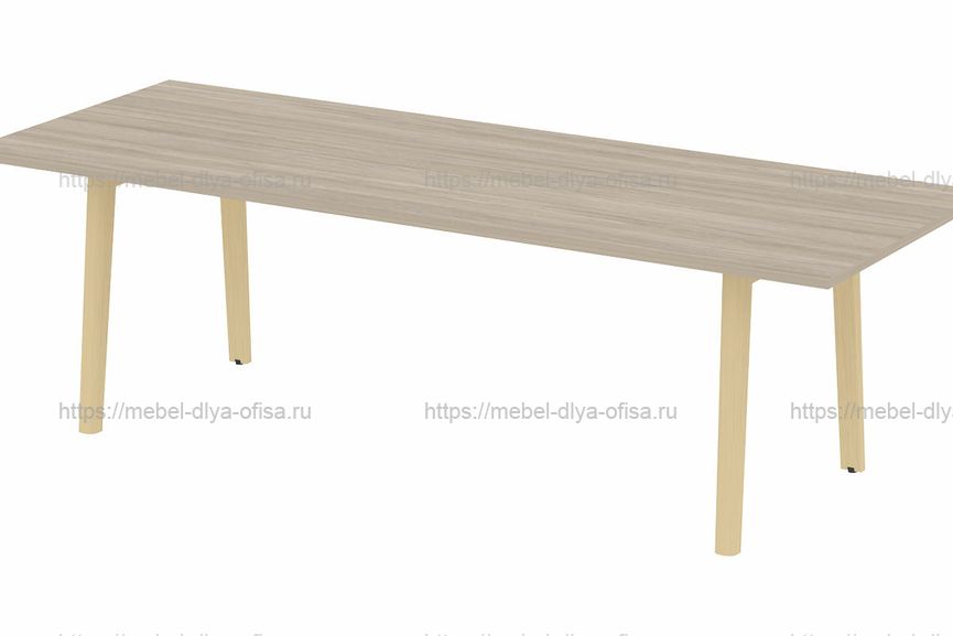 Стол переговорный на деревянных опорах Onix wood direct OW.PRG-25 Дуб Аттик/опоры дуб Светлый