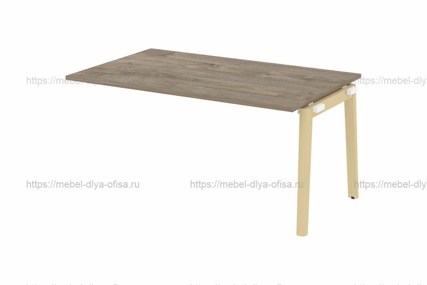 Проходной наборный элемент переговорного стола на деревянных опорах Onix wood OW.NPRG-4 Тиквуд темный/опоры дуб светлый