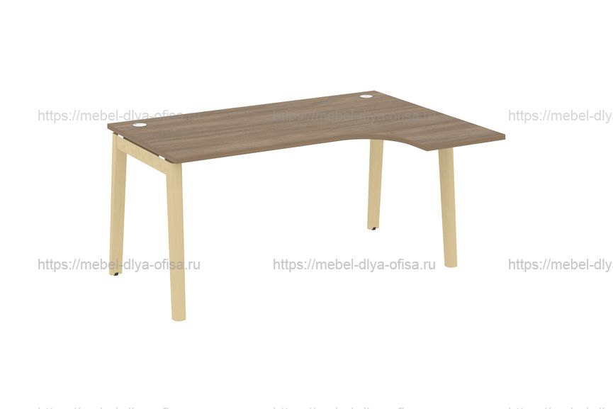Стол эргономичный правый на деревянных опорах Onix wood OW.SA-4(R) Дуб Аризона/опоры дуб Светлый