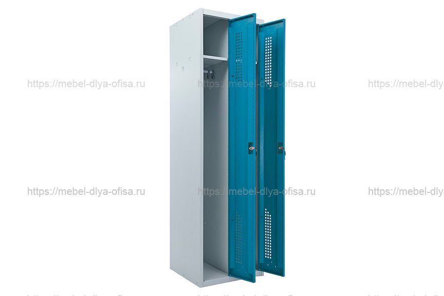 Шкаф для раздевалок Практик Стандарт LS-K 21-530 (2 ДВЕРИ) Светло-серый (RAL 7035)/Синий металл (RAL 5015 шагрень)
