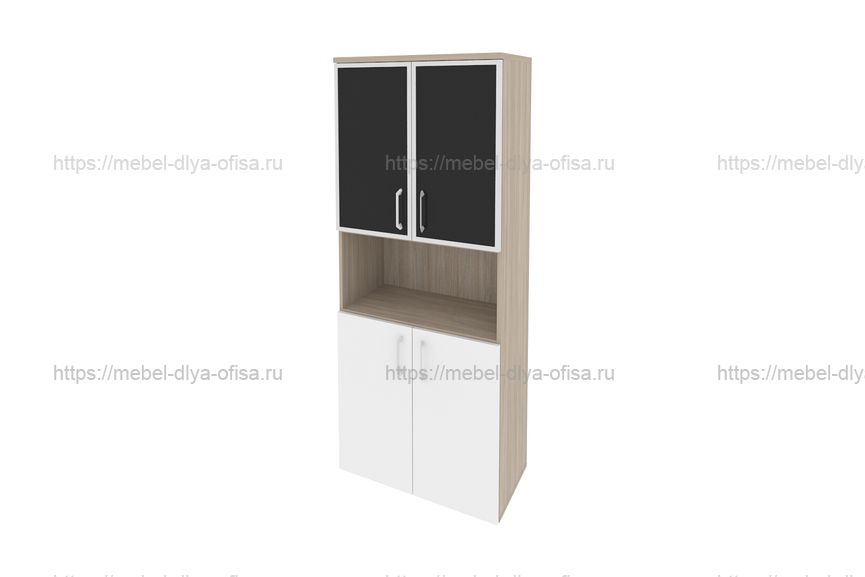 Шкаф высокий широкий Onix O.ST-1.4R black Дуб Аттик/Белый