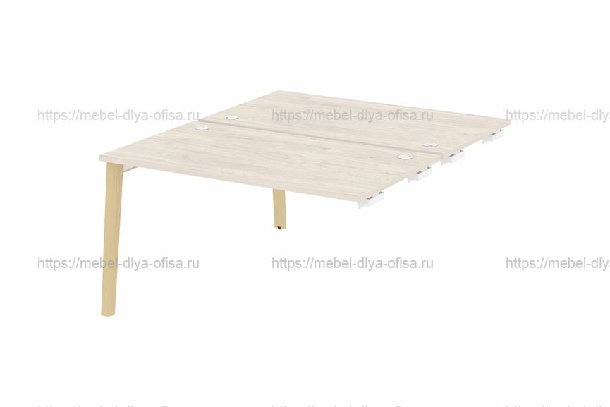Стол-приставка двойной на деревянных опорах Onix wood OW.D.SPR-3.8 Денвер светлый/опоры дуб светлый