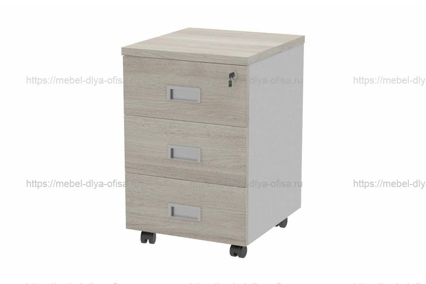 Тумба мобильная, 3 ящика Tess TES28430321 Дуб светлый/Белый 
