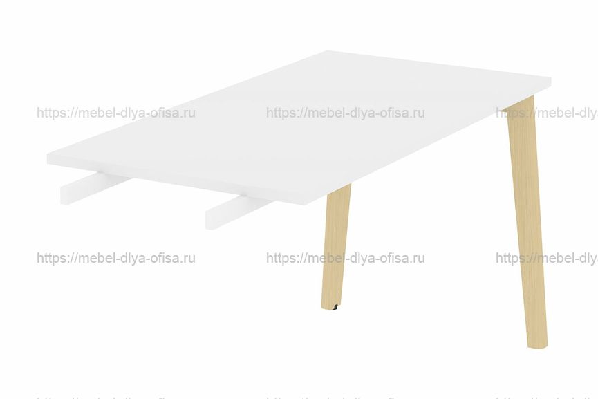 Брифинг-приставка на деревянных опорах Onix wood OW.BR-13 Белый бриллиант/опоры дуб светлый
